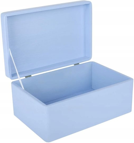 Drewniane pudełko skrzynka z wiekiem, 30x20x14 cm, niebieskie, do decoupage dokumentów zabawek narzędzi Creative Deco