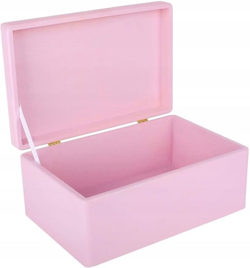 Drewniane pudełko skrzynka z wiekiem, 30x20x14 cm, różowe, do decoupage dokumentów zabawek narzędzi Creative Deco