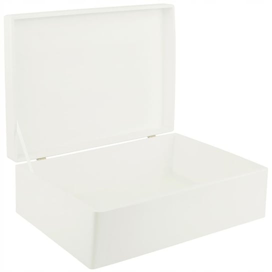 Drewniane pudełko skrzynka z wiekiem, 40x30x14 cm, białe, do decoupage dokumentów zabawek narzędzi Creative Deco
