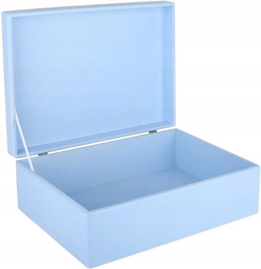 Drewniane pudełko skrzynka z wiekiem, 40x30x14 cm, niebieskie, do decoupage dokumentów zabawek narzędzi Creative Deco