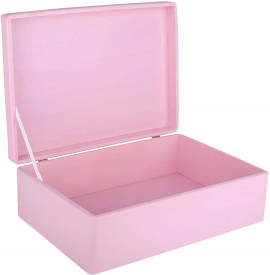 Drewniane pudełko skrzynka z wiekiem, 40x30x14 cm, różowe, do decoupage dokumentów zabawek narzędzi Creative Deco