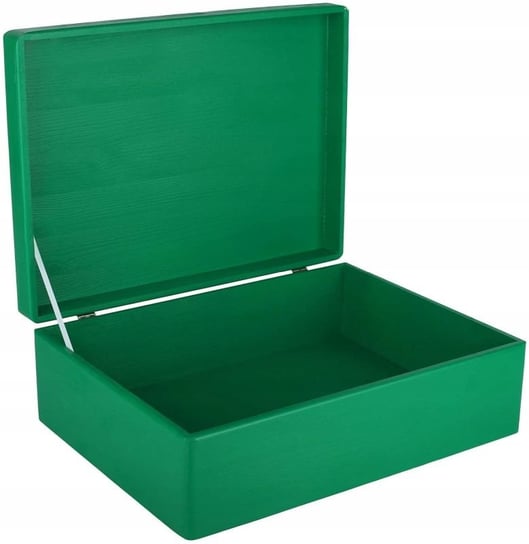 Drewniane pudełko skrzynka z wiekiem, 40x30x14 cm, zielone, do decoupage dokumentów zabawek narzędzi Creative Deco
