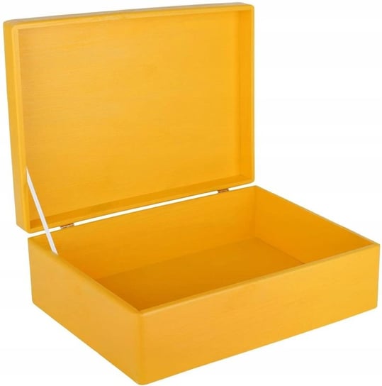 Drewniane pudełko skrzynka z wiekiem, 40x30x14 cm, żółte, do decoupage dokumentów zabawek narzędzi Creative Deco