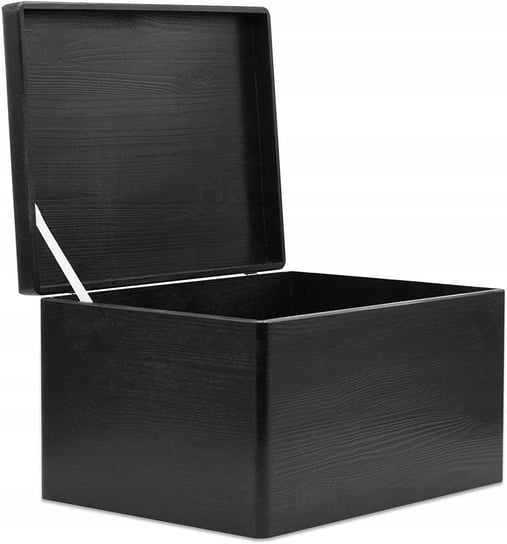 Drewniane pudełko skrzynka z wiekiem, 40x30x24 cm, czarne, do decoupage dokumentów zabawek narzędzi Creative Deco