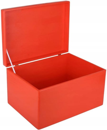 Drewniane pudełko skrzynka z wiekiem, 40x30x24 cm, czerwone, do decoupage dokumentów zabawek narzędzi Creative Deco