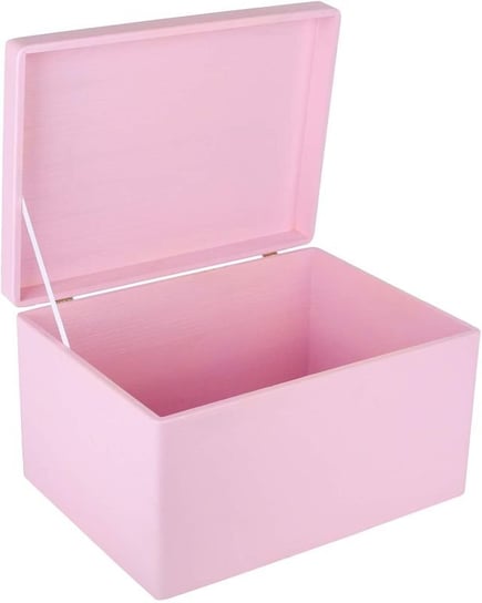 Drewniane pudełko skrzynka z wiekiem, 40x30x24 cm, różowe, do decoupage dokumentów zabawek narzędzi Creative Deco