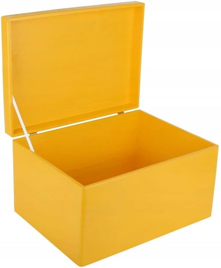 Drewniane pudełko skrzynka z wiekiem, 40x30x24 cm, żółte, do decoupage dokumentów zabawek narzędzi Creative Deco