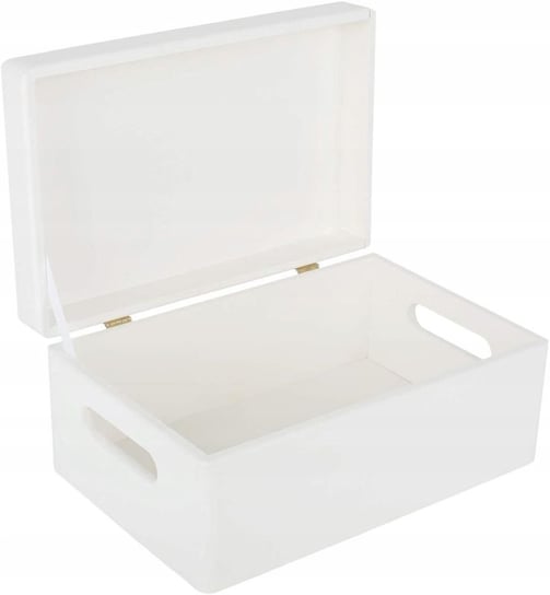Drewniane pudełko skrzynka z wiekiem i uchwytami, 30x20x14 cm, białe, do decoupage dokumentów zabawek narzędzi Creative Deco
