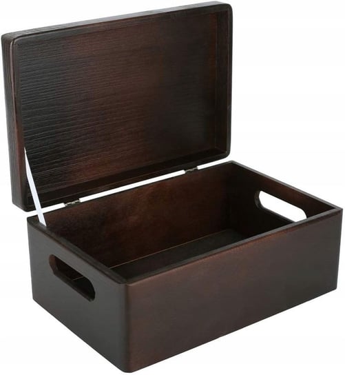Drewniane pudełko skrzynka z wiekiem i uchwytami, 30x20x14 cm, brązowe, do decoupage dokumentów zabawek narzędzi Creative Deco