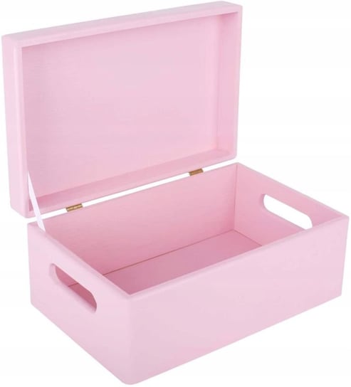 Drewniane pudełko skrzynka z wiekiem i uchwytami, 30x20x14 cm, różowe, do decoupage dokumentów zabawek narzędzi Creative Deco