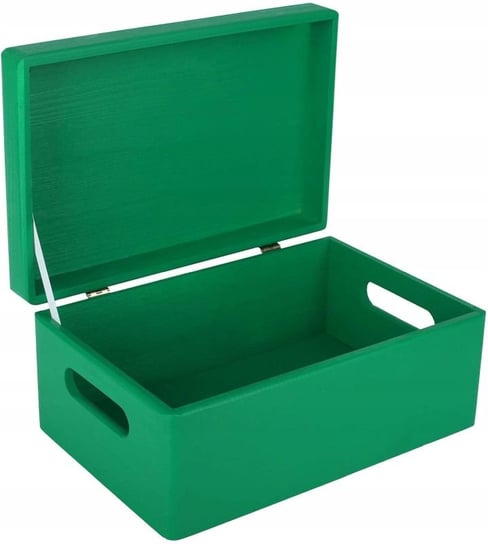 Drewniane pudełko skrzynka z wiekiem i uchwytami, 30x20x14 cm, zielone, do decoupage dokumentów zabawek narzędzi Creative Deco