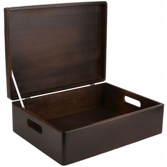 Drewniane pudełko skrzynka z wiekiem i uchwytami, 40x30x14 cm, brązowe, do decoupage dokumentów zabawek narzędzi Creative Deco