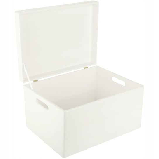 Drewniane pudełko skrzynka z wiekiem i uchwytami, 40x30x24 cm, białe, do decoupage dokumentów zabawek narzędzi Creative Deco