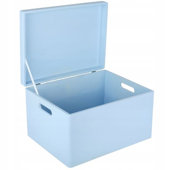 Drewniane pudełko skrzynka z wiekiem i uchwytami, 40x30x24 cm, niebieskie, do decoupage dokumentów zabawek narzędzi Creative Deco