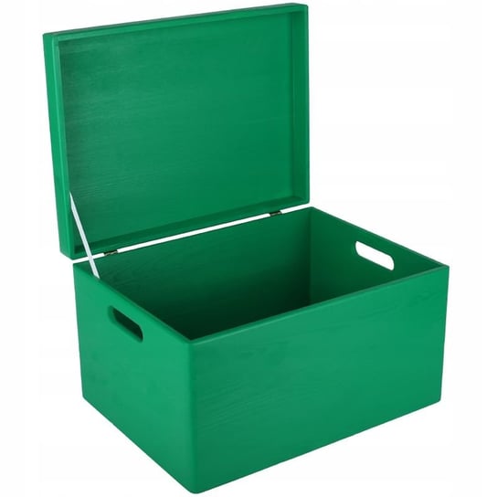 Drewniane pudełko skrzynka z wiekiem i uchwytami, 40x30x24 cm, zielone, do decoupage dokumentów zabawek narzędzi Creative Deco