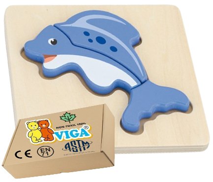 Drewniane Puzzle DELFINEK Zabawki edukacyjne rozwojowe Dla Niemowląt dzieci Viga zabawka montessori PakaNiemowlaka