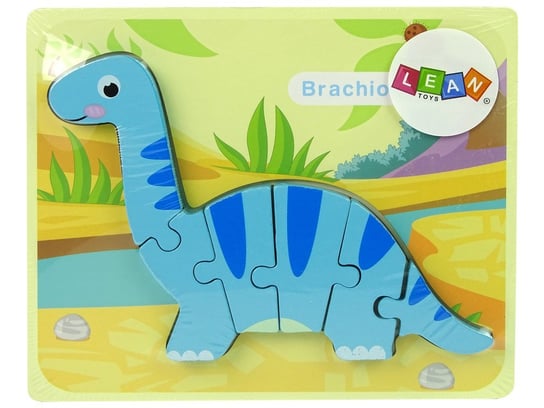 Drewniane Puzzle Dinozaur Brachiosaur Niebieski Lean Toys