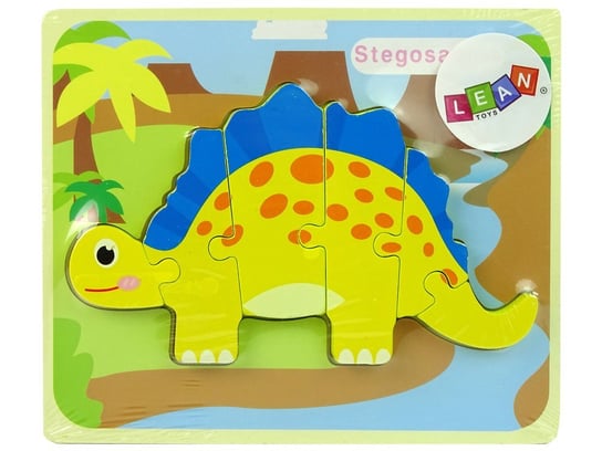 Drewniane Puzzle Dinozaur Stegosaurus Żółty Lean Toys