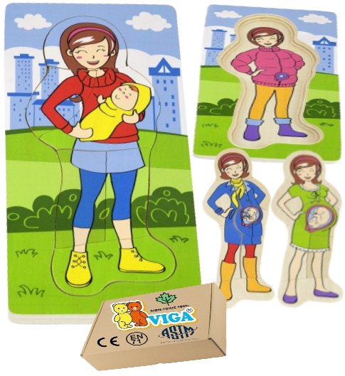 Drewniane Puzzle FAZY ROZWOJU DZIECKA zabawki montessori Pomoce Dydaktyczne Viga 3+ zabawka montessori PakaNiemowlaka