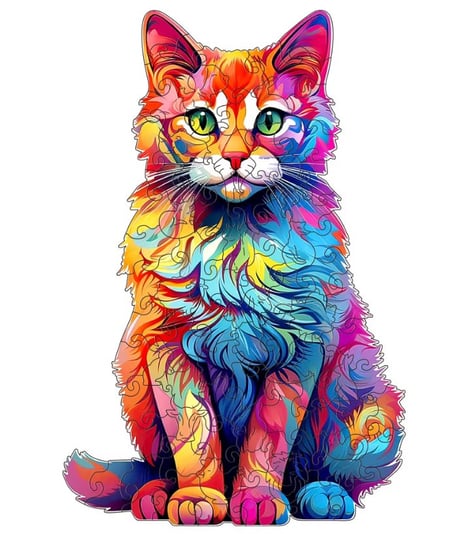 DREWNIANE PUZZLE KOLOROWY KOT KOTEK UKŁADANKA PREMIUM 3D PREZENT DLA DZIECI MAMY TATY BABCI DZIADKA NA URODZINY Inna marka