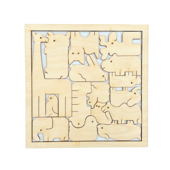 Drewniane Puzzle Układanka motyw Zwierzątka ZOO ze Sklejki do Decoupage Kolorowe Motki