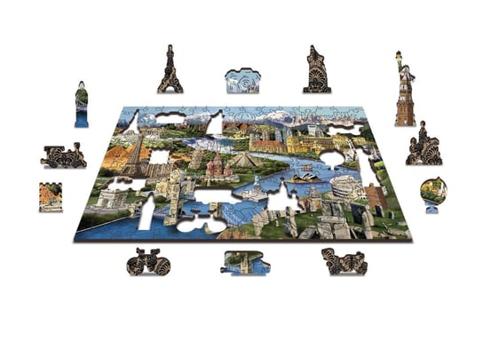 Drewniane Puzzle z figurkami – Atrakcje świata rozm. M, 150 elementów Wooden.City