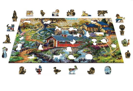 Drewniane Puzzle z figurkami - Mosty wiejskie, 505 elementów Wooden.City