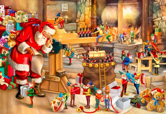 Drewniane Puzzle z figurkami - Warsztat Świętego Mikołaja, 1000 elementów Wooden.City