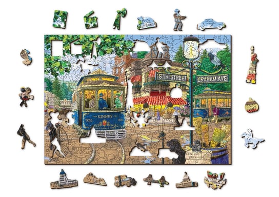 Drewniane Puzzle z figurkami – Wiktoriańska ulica rozm. XL, 1010 elementów Wooden.City