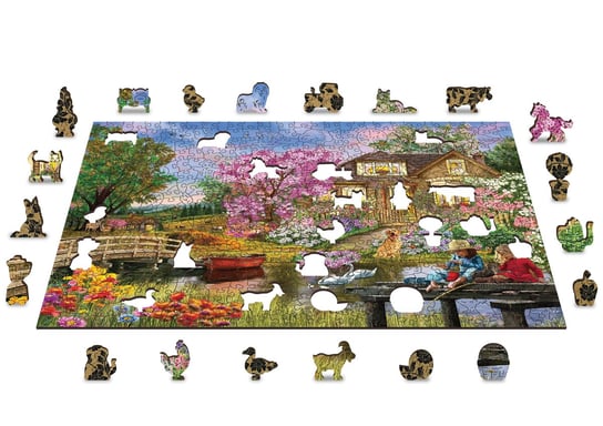 Drewniane Puzzle z figurkami - Wiosenny Domek, 505 elementów Wooden.City