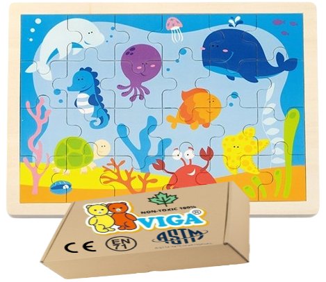 Drewniane Puzzle ZWIERZĄTKA W OCEANIE dla najmłodszych Dzieci 24 el VIGA PakaNiemowlaka