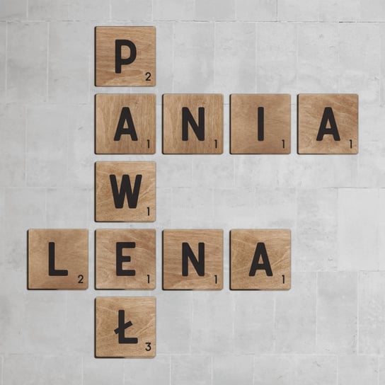 Drewniane scrabble na ścianę z nadrukiem, dekoracja na ścianę, 11cm Inna marka