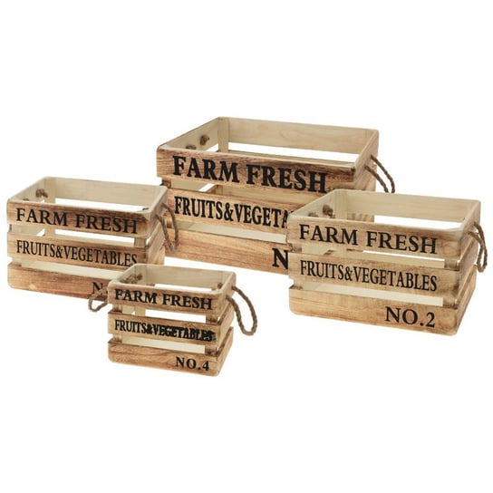 Drewniane skrzynki Farm Fresh, brązowe, 4 szt. Inny producent