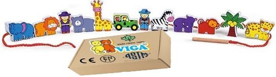 DREWNIANE ZWIERZĄTKA ZOO figruki z drewna zabawki montessori do przedszkola Viga 3+ PakaNiemowlaka
