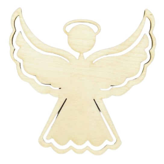 Drewniany anioł Stróż ze sklejki decoupage dekor 10,5cm Aniołek z Drewna Kolorowe Motki