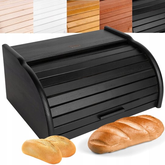 Drewniany chlebak pojemnik na pieczywo czarny duży Inna marka