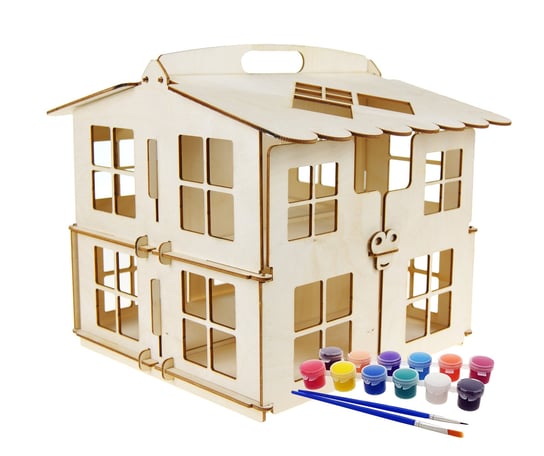 Drewniany domek dla lalek- do złożenia i malowania+ farbki Inny producent