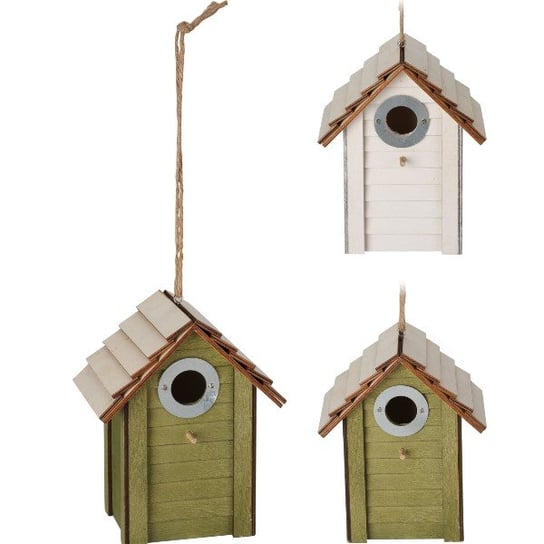 Drewniany Domek Dla Ptaków 19Cm 2 Kolory Na Sznurku EH Excellent Houseware