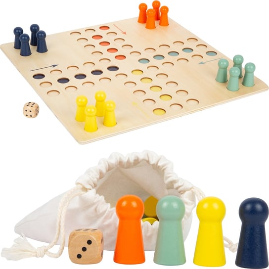 Drewniany duży zestaw do gry Chińczyk dla dzieci XL 45 cm, gra planszowa,small foot small foot