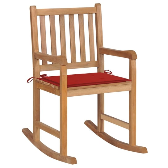 Drewniany fotel bujany z poduszką - czerwony, 58x9 Zakito