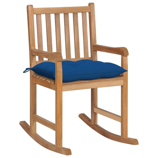 Drewniany fotel bujany z poduszką - niebieski, 58x Zakito