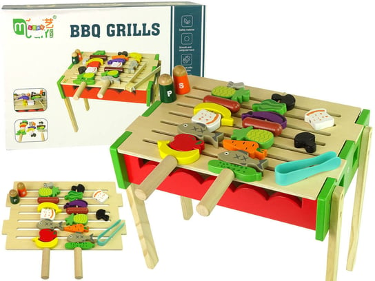 Drewniany Grill Akcesoria Barbecue Szaszłyki Grillowanie Pieczenie Lean Toys