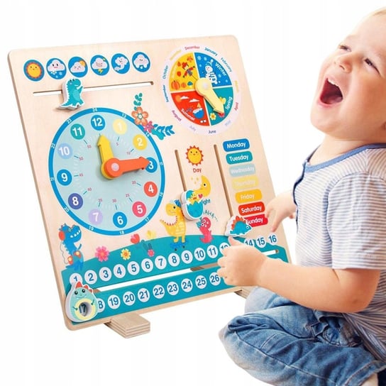 Drewniany Kalendarz Zegar Edukacyjny Montessori Inna marka