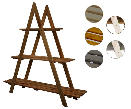 Drewniany Kwietnik 107x101x26 cm – RP 3- poziomowy Brązowy / Wamar-Sosenka Inna marka
