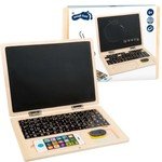 Drewniany laptop z tablicą magnetyczną i kredą small foot