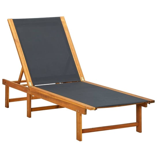 Drewniany leżak 200x66x34 cm, czarny textilene / AAALOE Inna marka