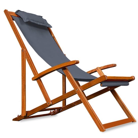 Drewniany Leżak Ogrodowy Fotel Krzesło Antracyt wideShop