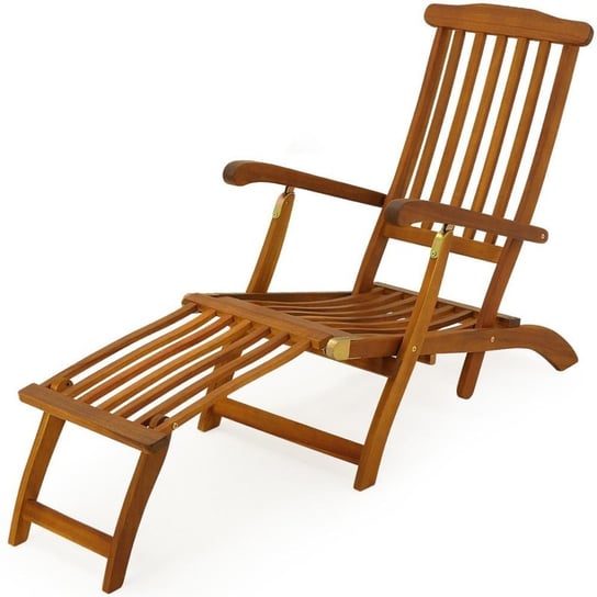 Drewniany Leżak Ogrodowy Fotel Krzesło Podnóżek wideShop