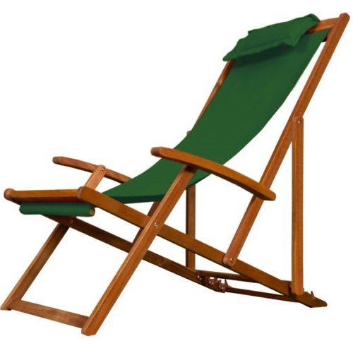Drewniany Leżak Ogrodowy Fotel Krzesło Zielony wideShop