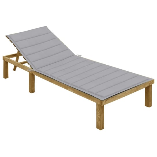 Drewniany leżak z poduszką - 200x70 cm, szary kolo / AAALOE Inna marka